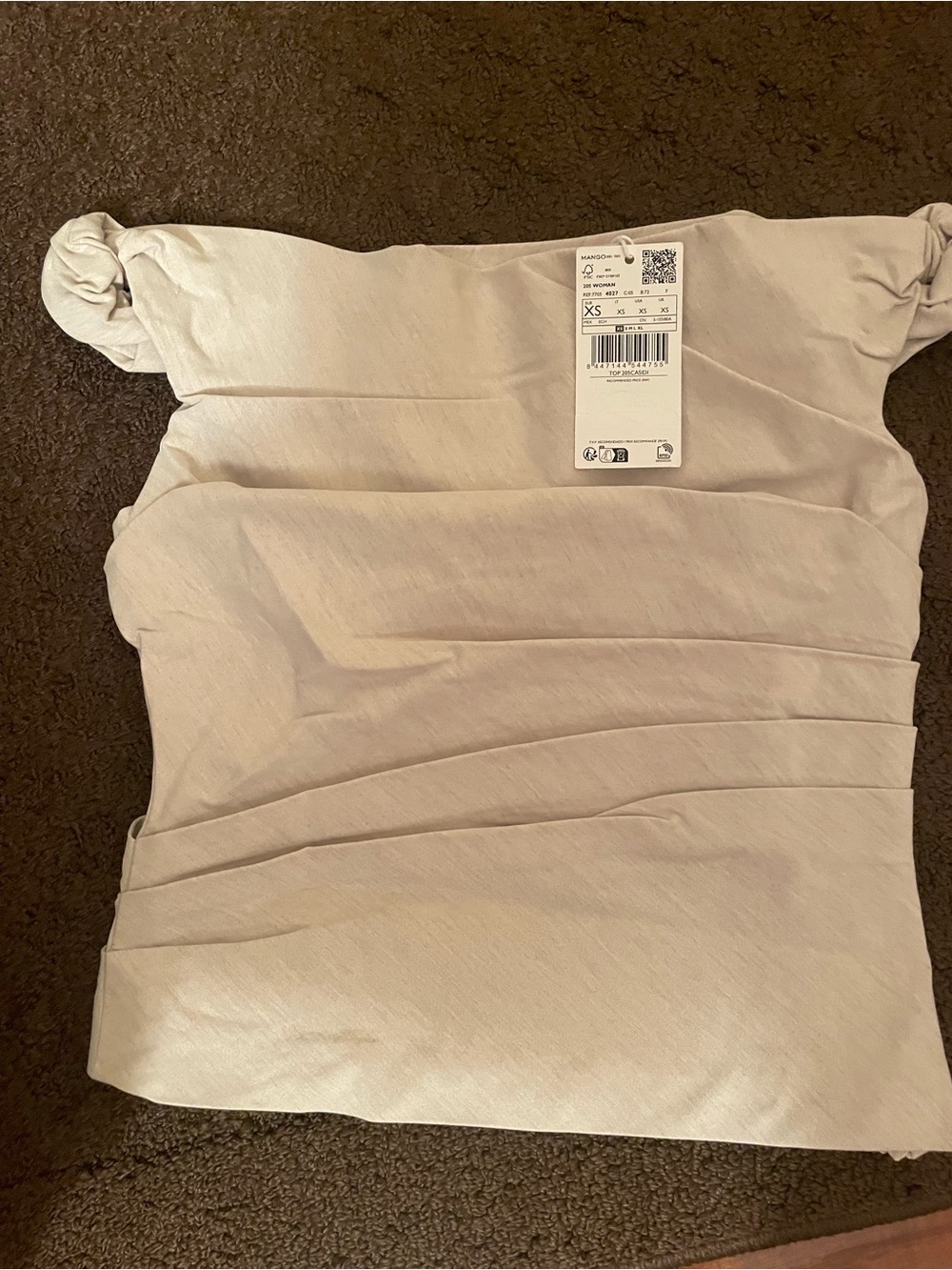 Mango Cream Off-Shoulder Ruched Top